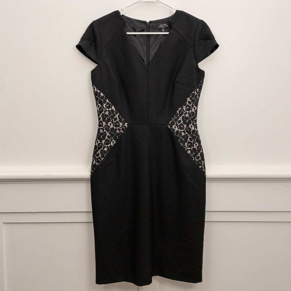 Tahari Arthur S. Levine Black Lace Panel Sheath Dress – Size 6P